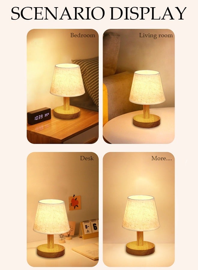DUNISO Bedside Table Lamp，USB Desk Reading Light with Switch，Small Table Lamp for Bedroom with Flaxen Fabric Shade And Dimmable LED Bulb,for Living Room, Bedroom, Dining Room, Bar, Party, Camping, Café, Office, Dormitory - Image 5
